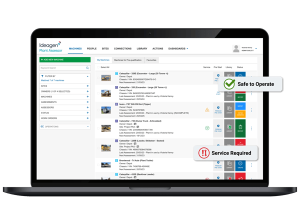 Ideagen plant assessor software on laptop