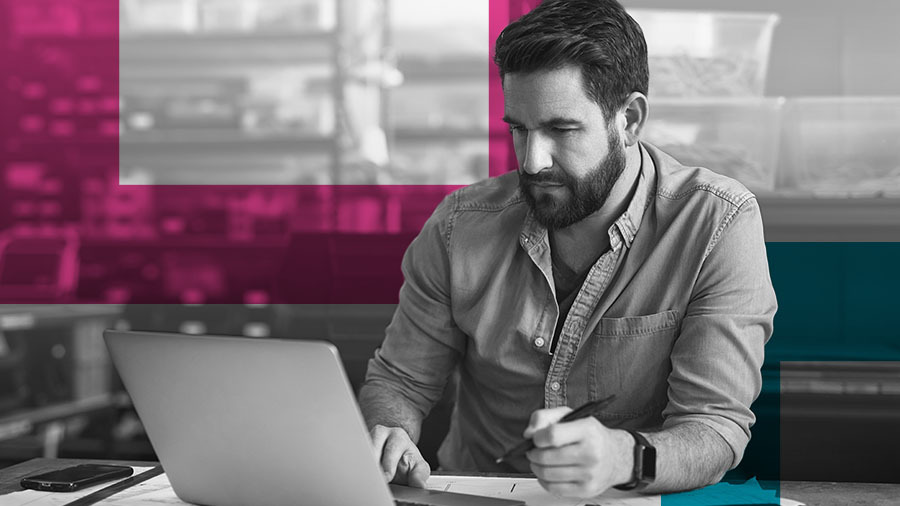 Architect working on laptop