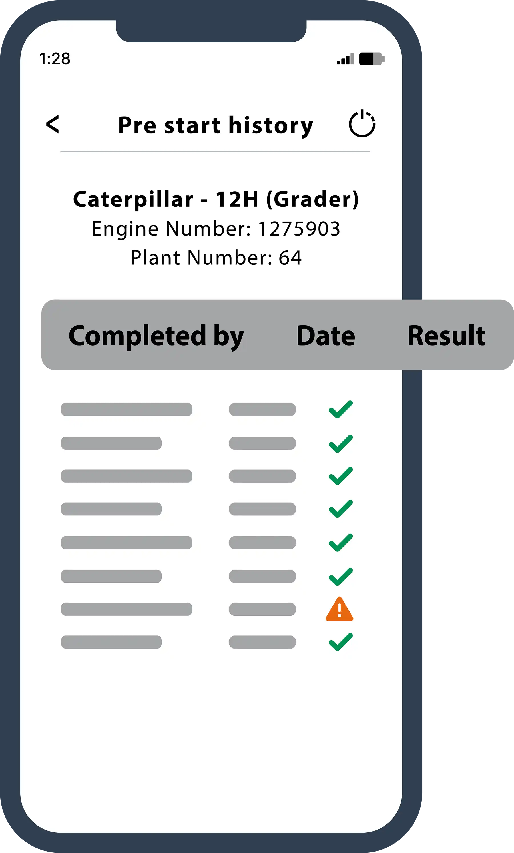 Record of pre start status in Ideagen Asset Guard